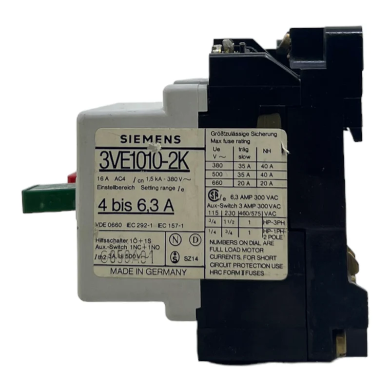 Siemens 3VE1010-2K Motoschutzschalter 300V AC 3polig Motorschutz