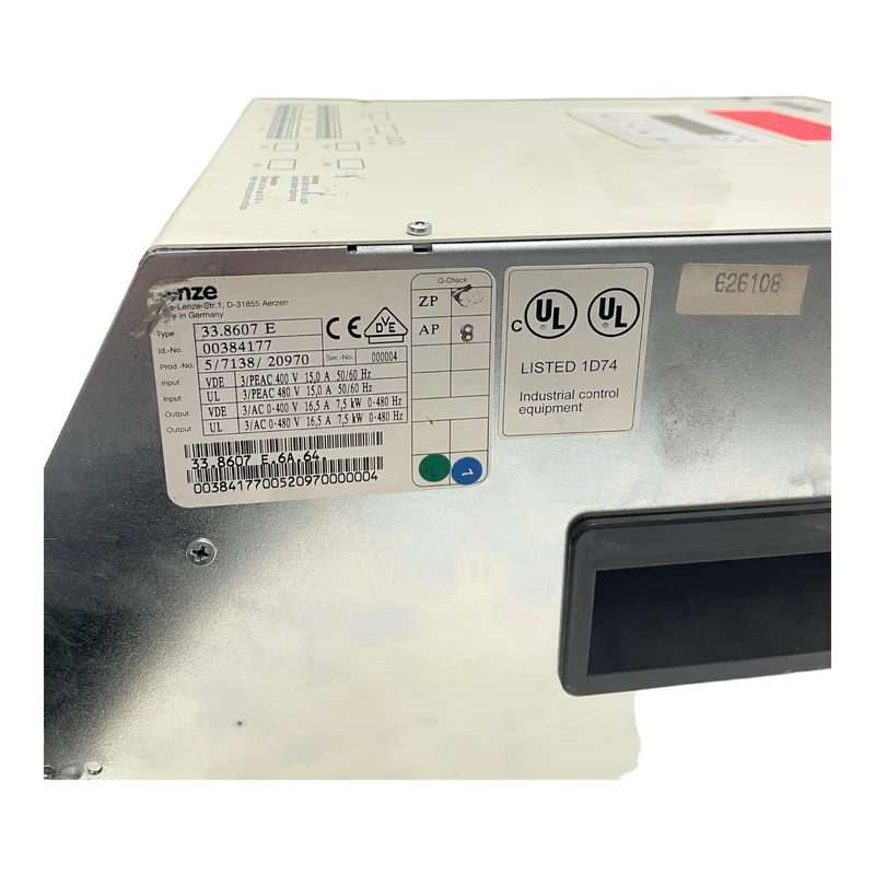 Lenze 33.8607 E Frequenzumrichter 400/480V 15A 50/60Hz / 16,5A 7,5kW 0-480Hz