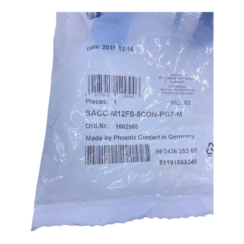 Phoenix Contact SACC-M12FS-5CON-PG7-M Steckverbinder 1662968 M12 5-polig 48V AC