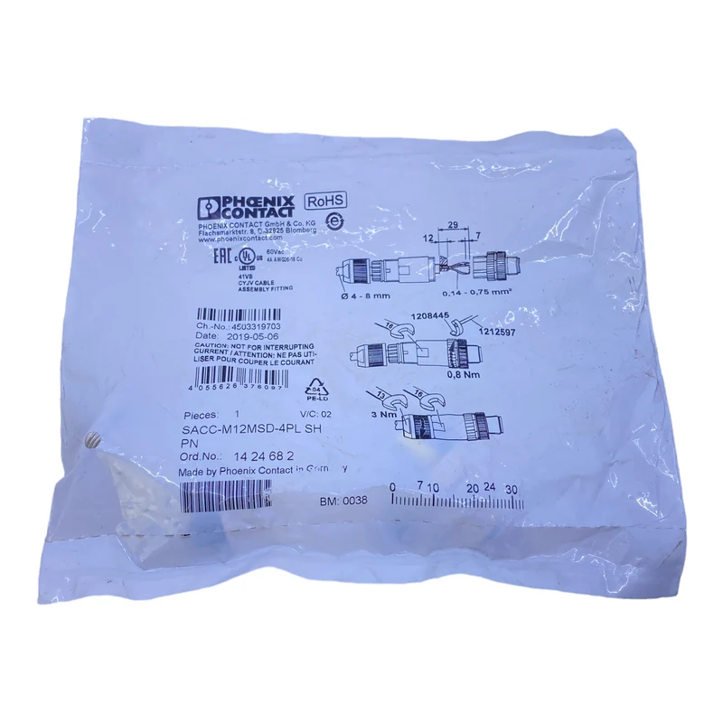 Phoenix Contact SACC-M12MSD-4PLSH Steckverbinder 1424682 4-polig 48V AC 60V DC