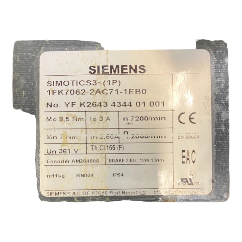 Siemens Servomotor 7Nm 1FK7062-2AC71-1EB0 Simotics für industriellen Einsatz