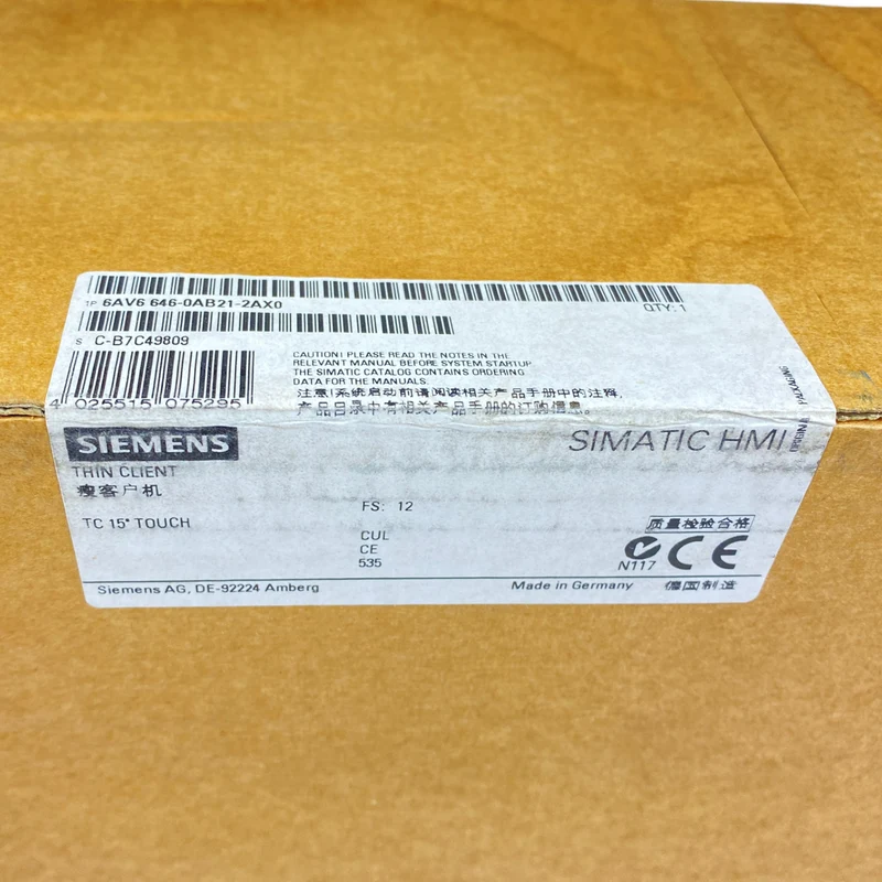Siemens 6AV6646-0AB21-2AX0 THIN CLIENT TC 15" TOUCH