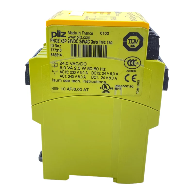 Pilz PNOZX3P Sicherheitsrelais 777310 24-240V AC/DC 5,0VA 2,5W 50-60Hz 3n/o 1n/c