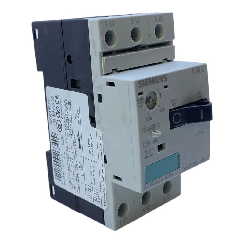 Siemens 3RV1011-0HA10 Motorschutzschalter 0,55-0,8A 50Hz 3-polig