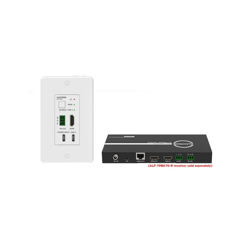 Alfatron ALF-WP70T-RS 2x1 HDMI/USB-C HDBaseT Wall Plate Transmitter