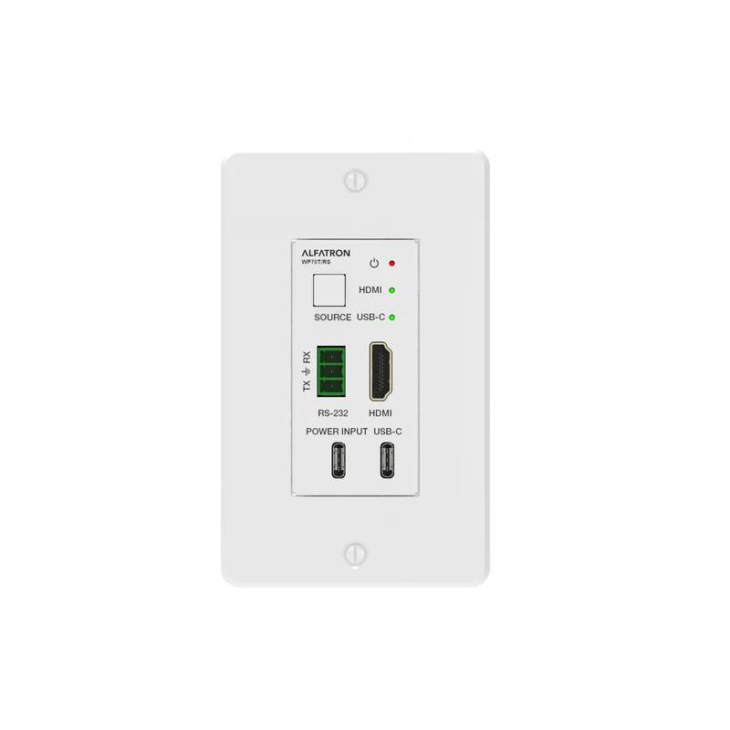 Alfatron ALF-WP70T-RS 2x1 HDMI/USB-C HDBaseT Wall Plate Transmitter