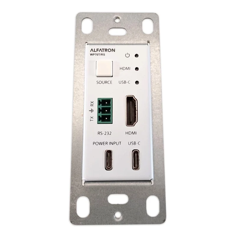 Alfatron ALF-WP70T-RS 2x1 HDMI/USB-C HDBaseT Wall Plate Transmitter