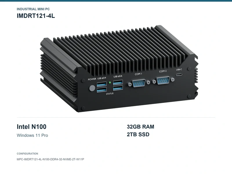 IMDRT121-4L Fanless Mini PC - N100, 32GB, 2TB NVMe, Windows 11 Pro