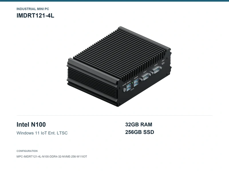 IMDRT121-4L Fanless Mini PC - N100, 32GB, 256GB NVMe, Windows 11 IoT LTSC