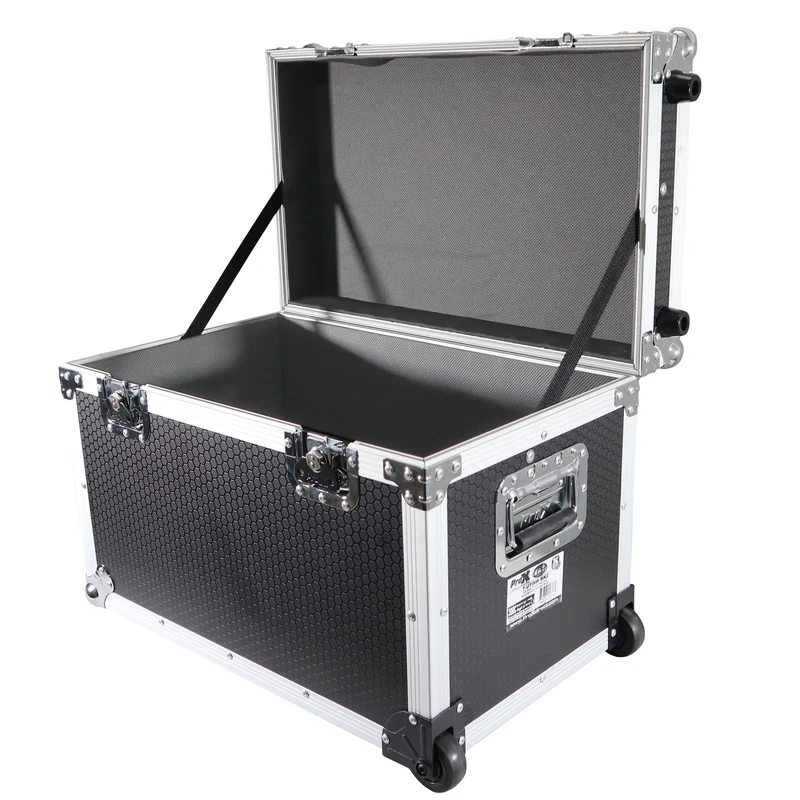 ProX Utility Trunk Storage Case ATA Road Case With Foam | Small (17 in x 24.5 in x 15 in) | Retractable | Low-Profile Recessed Wheels
