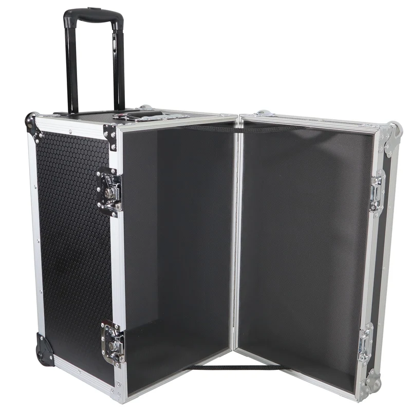 ProX Utility Trunk Storage Case ATA Road Case With Foam | Small (17 in x 24.5 in x 15 in) | Retractable | Low-Profile Recessed Wheels