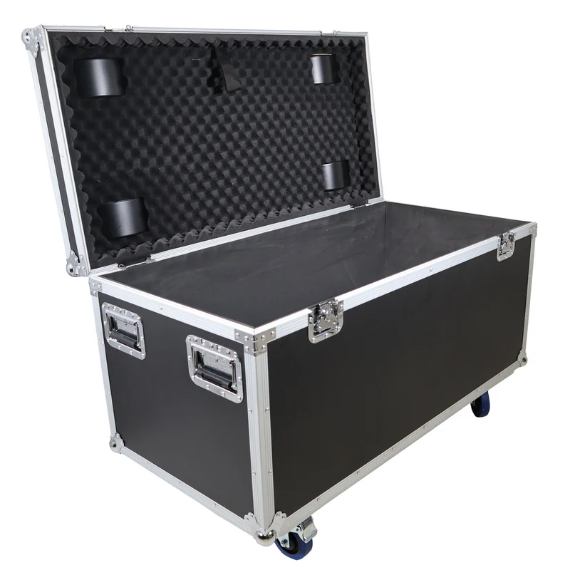 ProX Utility Trunk Storage Case ATA Road Case With Foam | Large (21.5 in x 44 in x 21 in) | Recessed Spring-Loaded | 4" Casters (2 Locking)