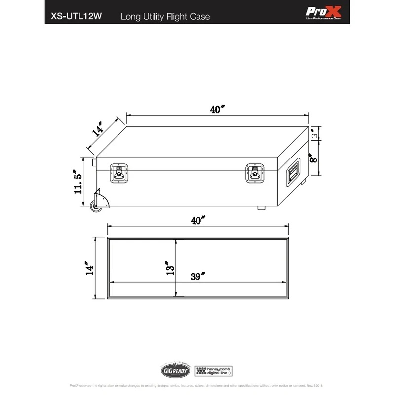 ProX XS-UTL12W ATA Utility Road Case With Low Profile Wheels