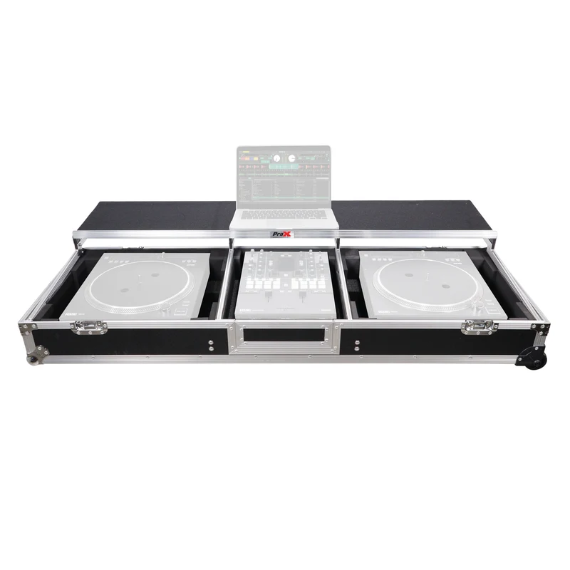 ProX XS-TMC1012WLTFSTND DJ Coffin Flight Case for Turntables and Mixer