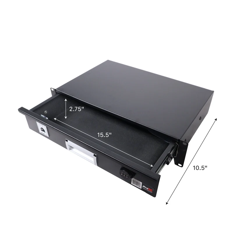ProX Rack Mount Drawer Locking Steel Sliding Storage | 2U | 12"