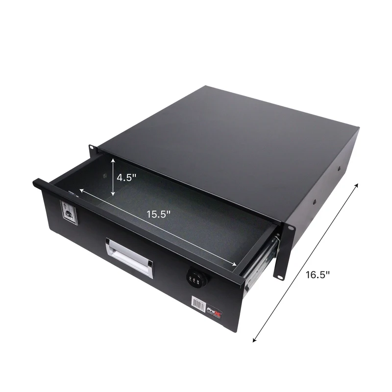 ProX Rack Mount Drawer Locking Steel Sliding Storage | 3U | 18"