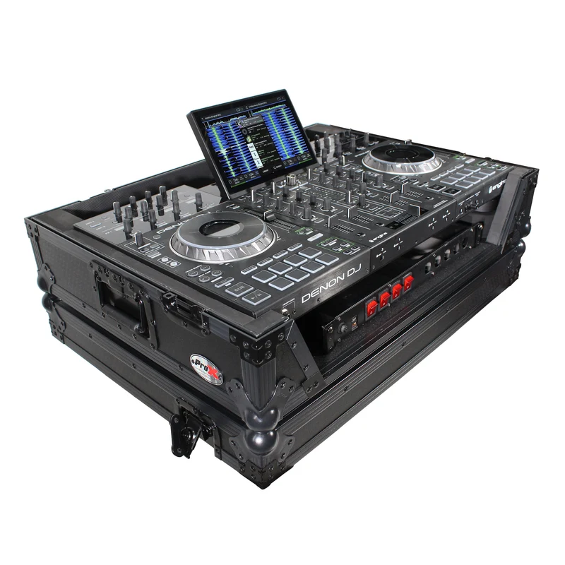 ProX ATA Flight Case for Denon PRIME 4 DJ Controller With Rack | Black on Black