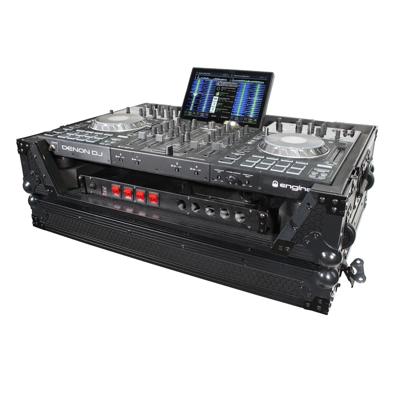 ProX ATA Flight Case for Denon PRIME 4 DJ Controller With Rack | Black on Black