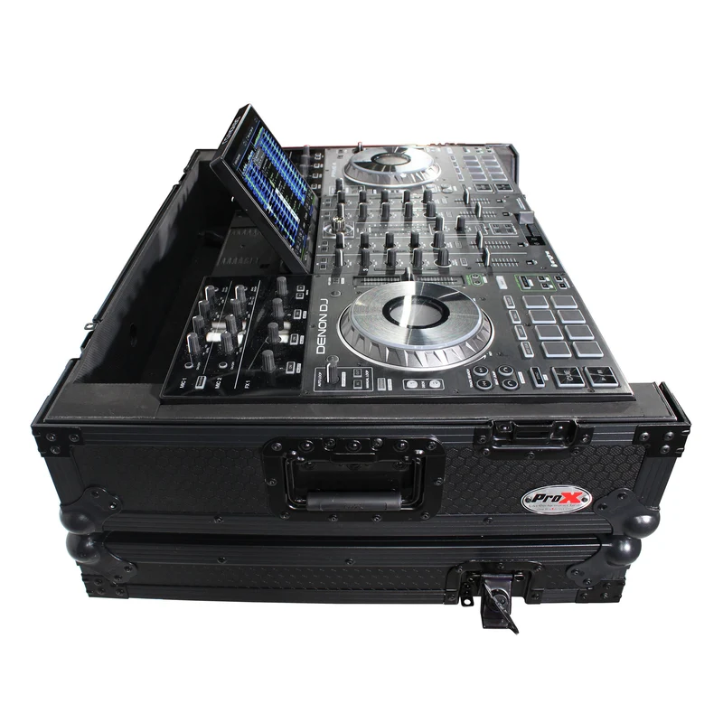 ProX ATA Flight Case for Denon PRIME 4 DJ Controller With Rack | Black on Black