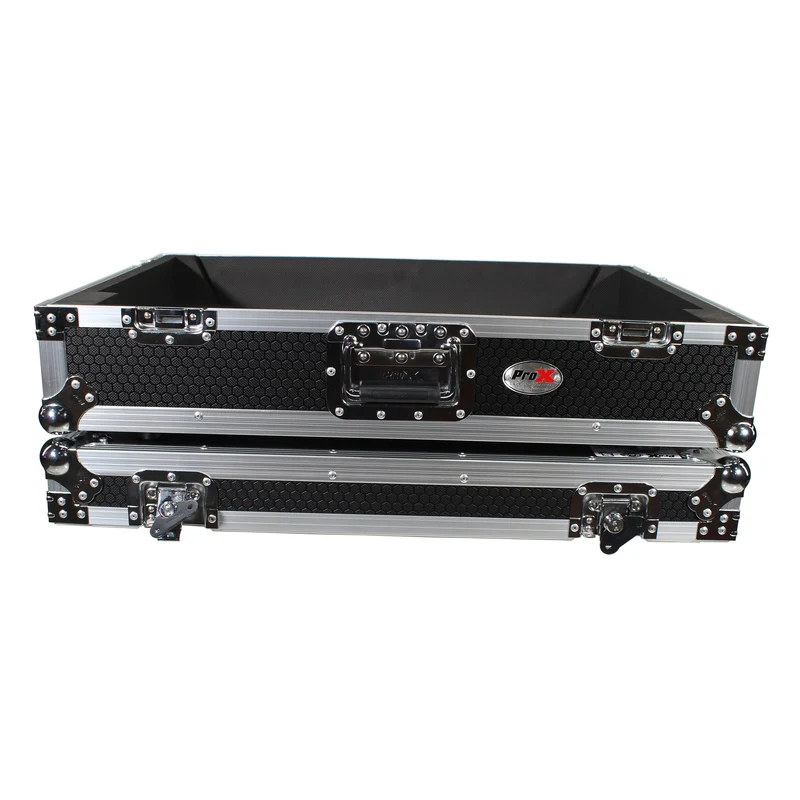 ProX ATA Flight Case for Denon PRIME 4 DJ Controller With Rack | Silver on Black