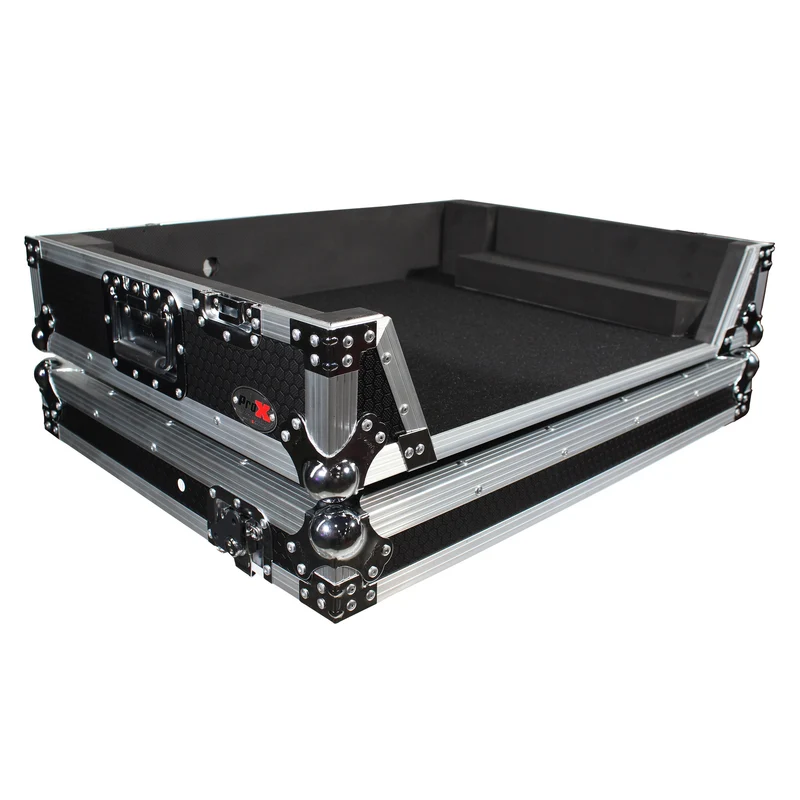 ProX ATA Flight Case for Denon PRIME 4 DJ Controller With Rack | Silver on Black