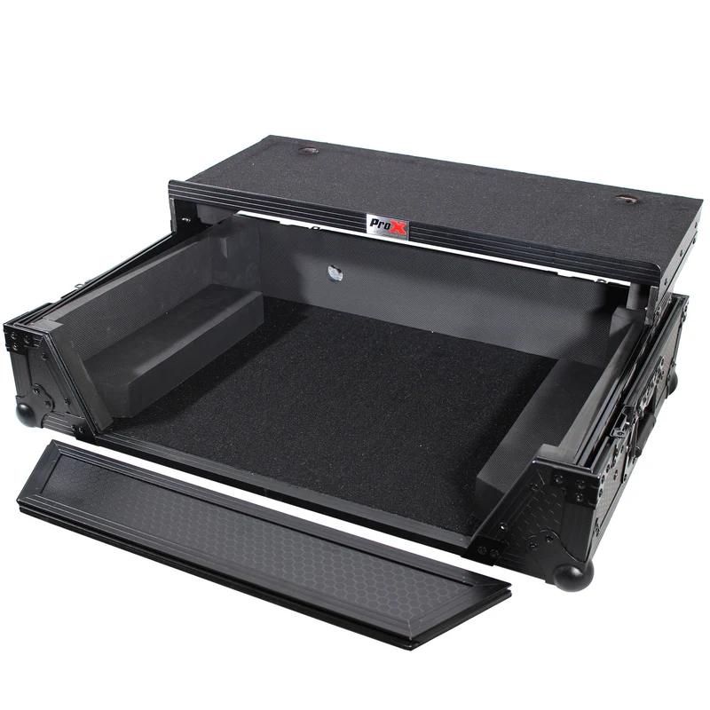 ProX ATA Flight Case for Denon PRIME 2 DJ Controller With Laptop Shelf | Black on Black