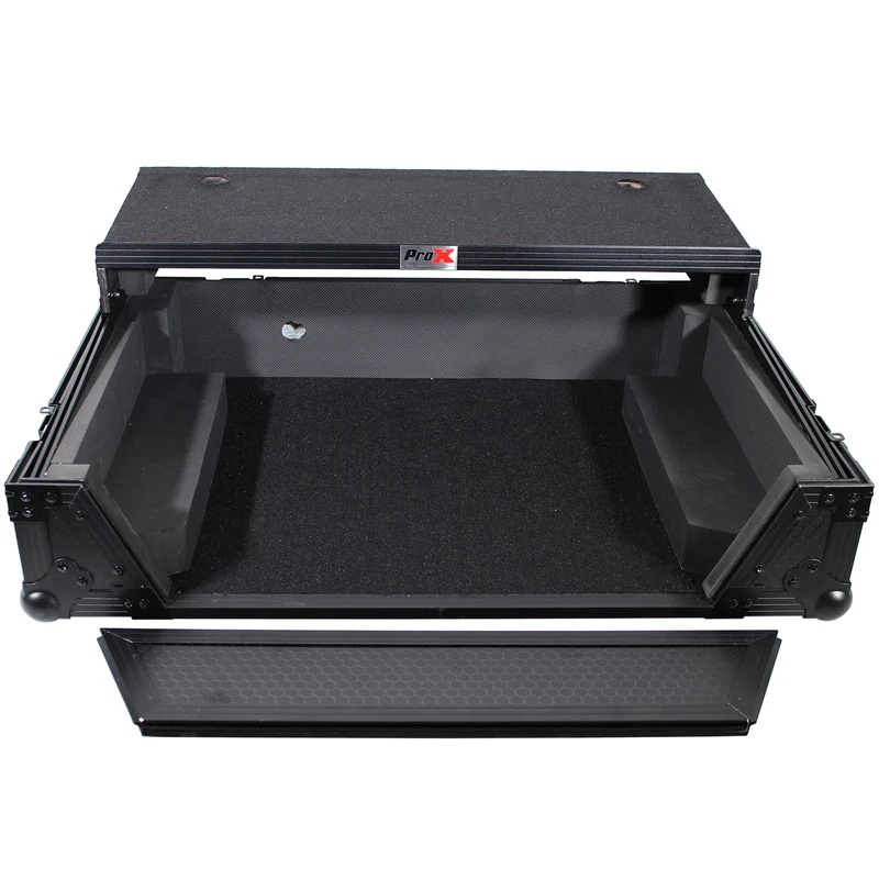 ProX ATA Flight Case for Denon PRIME 2 DJ Controller With Laptop Shelf | Black on Black