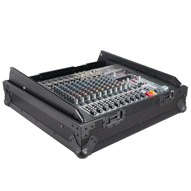 ProX 19" Slant Mixer Flight Case ATA Road Case With Laptop Shelf | 10U | Black on Black