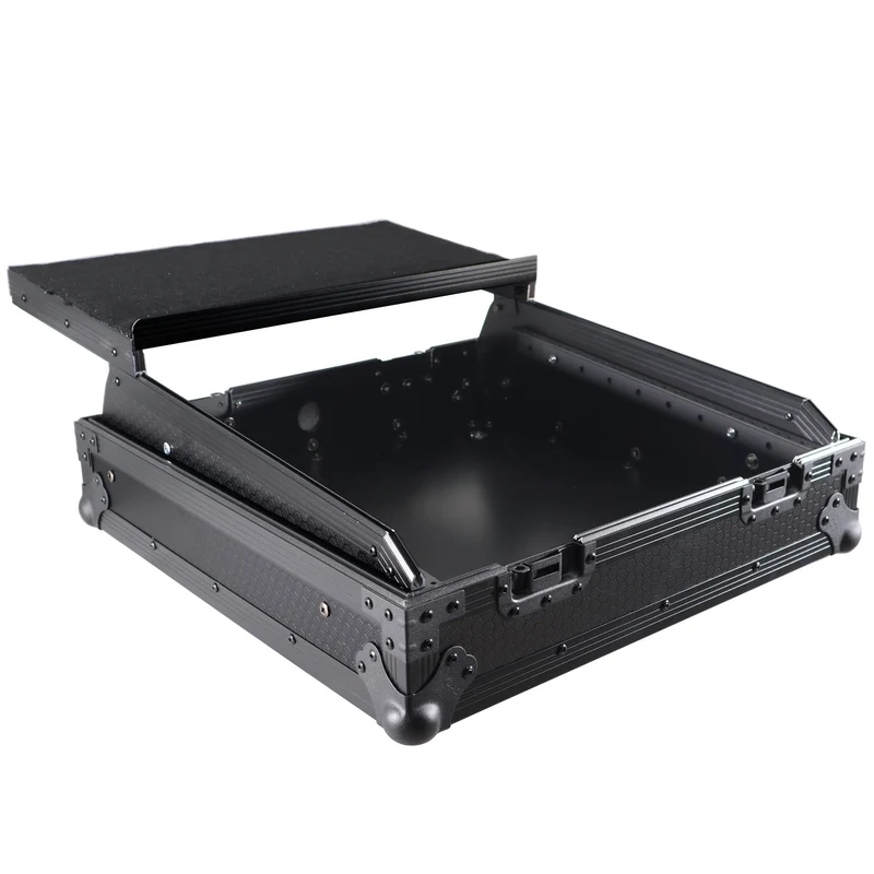 ProX 19" Slant Mixer Flight Case ATA Road Case With Laptop Shelf | 10U | Black on Black