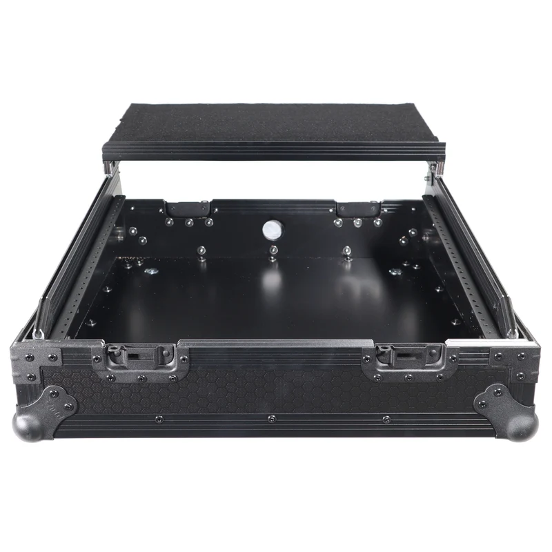 ProX 19" Slant Mixer Flight Case ATA Road Case With Laptop Shelf | 10U | Black on Black