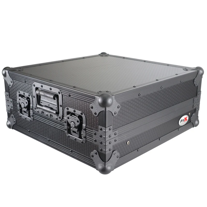ProX 19" Slant Mixer Flight Case ATA Road Case With Laptop Shelf | 10U | Black on Black
