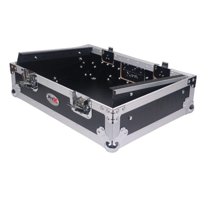 ProX 19" Slant Mixer Flight Case ATA Road Case With Laptop Shelf | 8U | Black/Silver
