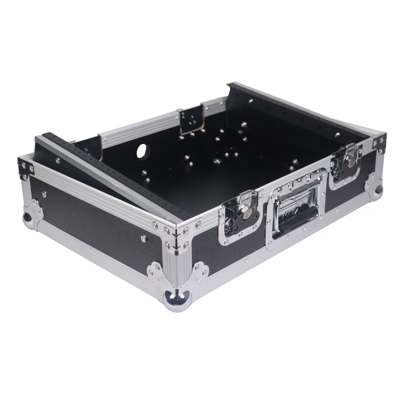 ProX 19" Slant Mixer Flight Case ATA Road Case With Laptop Shelf | 8U | Black/Silver