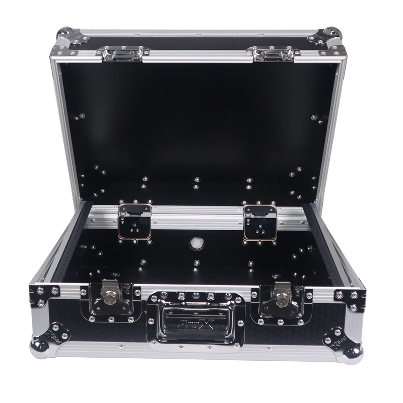 ProX 19" Slant Mixer Flight Case ATA Road Case With Laptop Shelf | 8U | Black/Silver