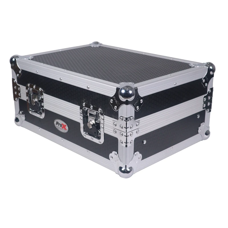 ProX 19" Slant Mixer Flight Case ATA Road Case With Laptop Shelf | 8U | Black/Silver