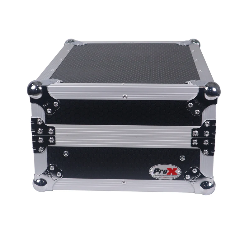 ProX 19" Slant Mixer Flight Case ATA Road Case With Laptop Shelf | 8U | Black/Silver
