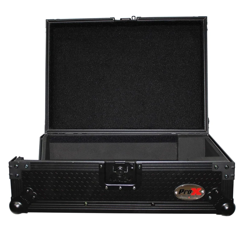 ProX ATA Flight Case for 12" DJ Mixers Honeycomb Road Case | Black | Without Laptop Shelf