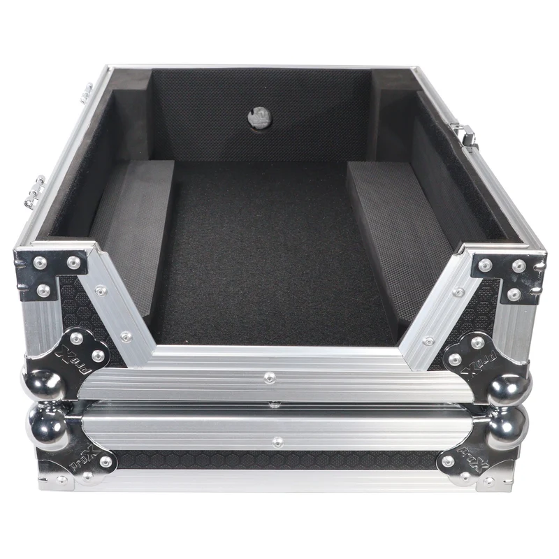 ProX ATA Flight Case for 12" DJ Mixers Honeycomb Road Case | Silver/Black | Without Laptop Shelf