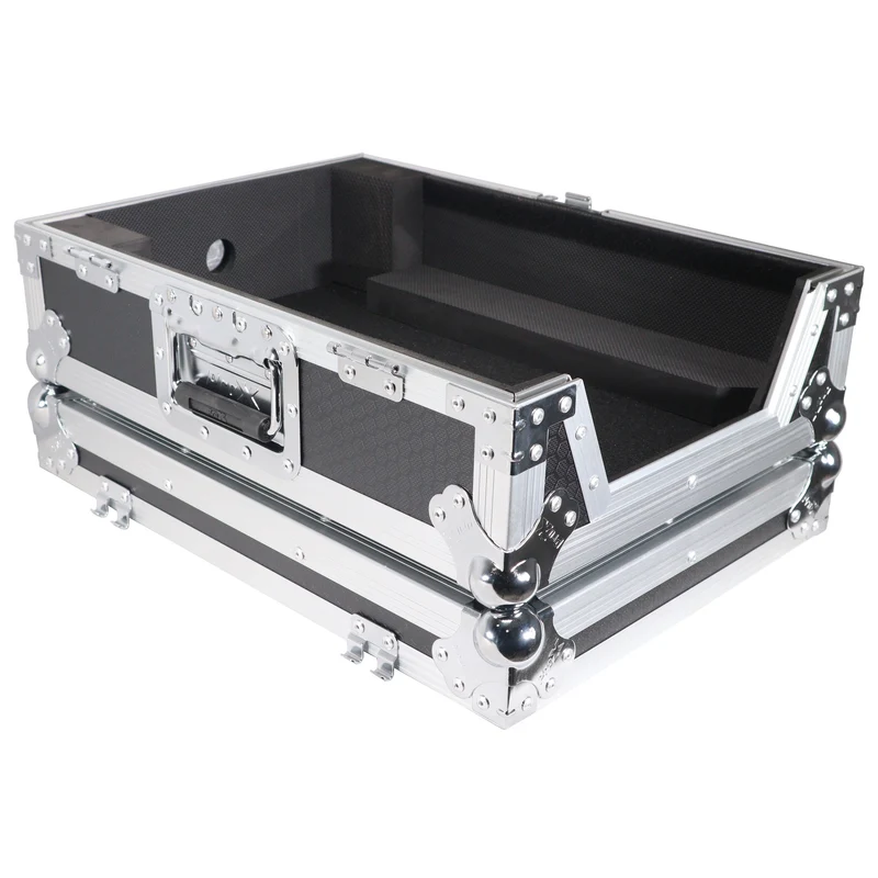 ProX ATA Flight Case for 12" DJ Mixers Honeycomb Road Case | Silver/Black | Without Laptop Shelf