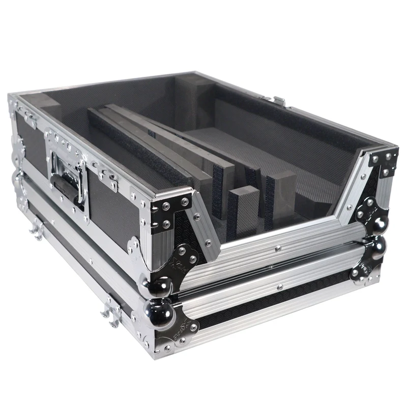 ProX ATA Flight Case for 12" DJ Mixers Honeycomb Road Case | Silver/Black | Without Laptop Shelf