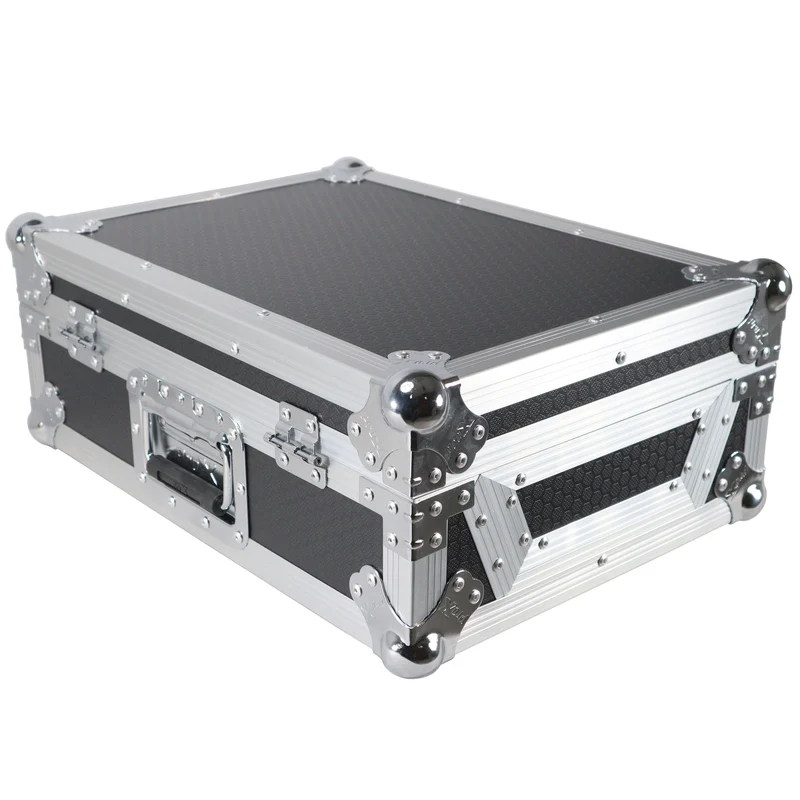 ProX ATA Flight Case for 12" DJ Mixers Honeycomb Road Case | Silver/Black | Without Laptop Shelf