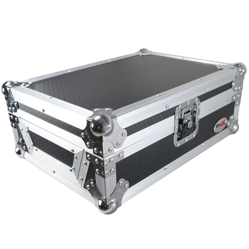 ProX ATA Flight Case for 12" DJ Mixers Honeycomb Road Case | Silver/Black | Without Laptop Shelf