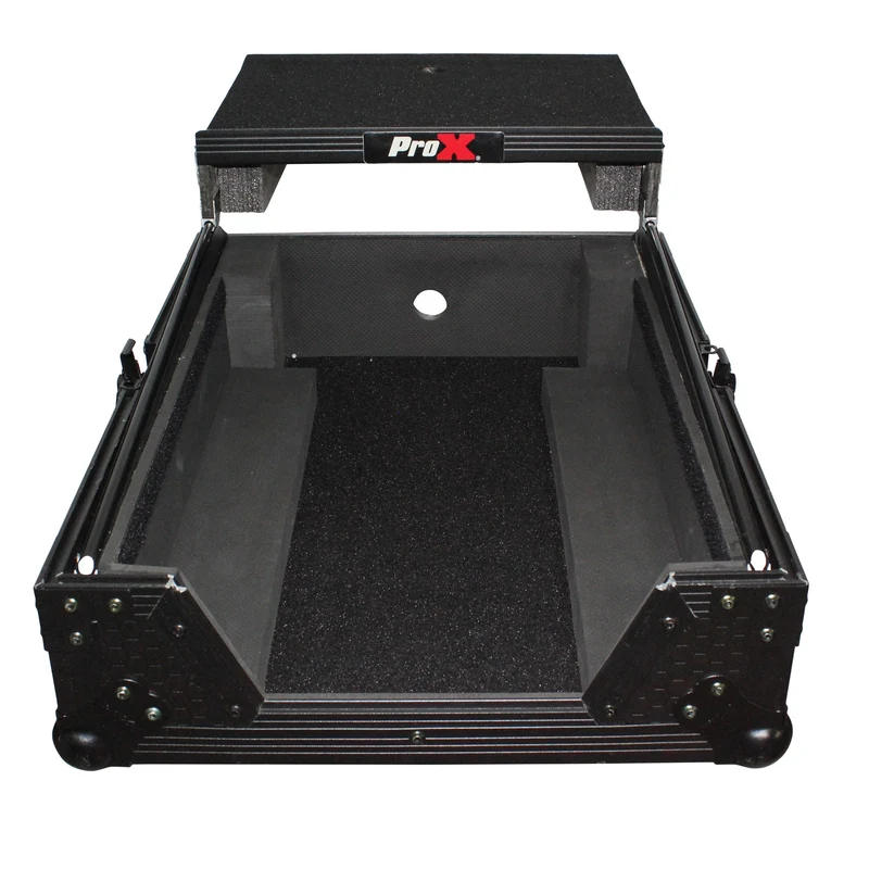 ProX ATA Flight Case for 12" DJ Mixers Honeycomb Road Case | Black | With Laptop Shelf