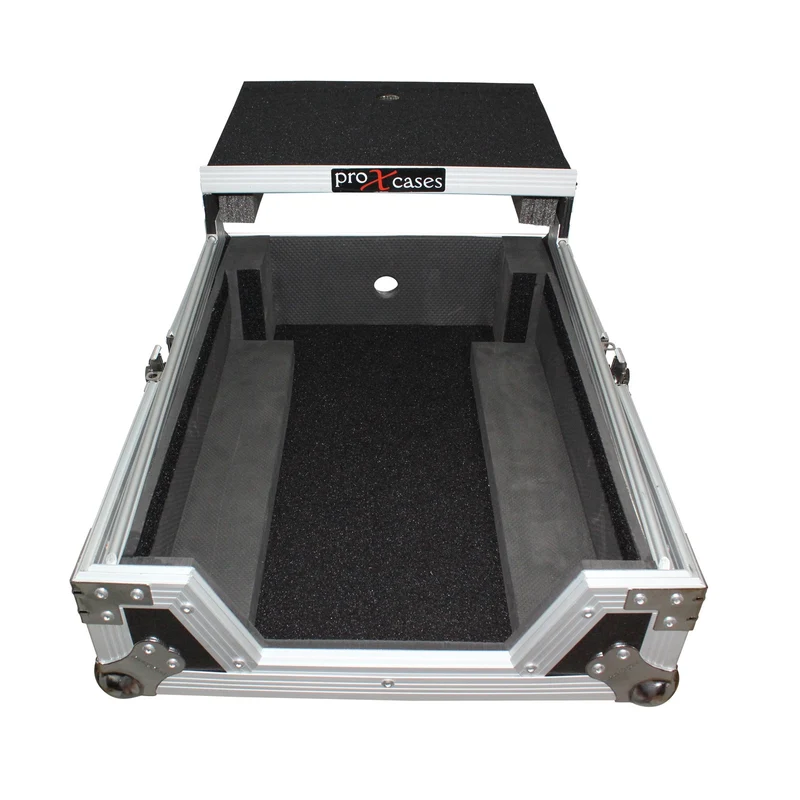 ProX ATA Flight Case for 12" DJ Mixers Honeycomb Road Case | Silver/Black | With Laptop Shelf