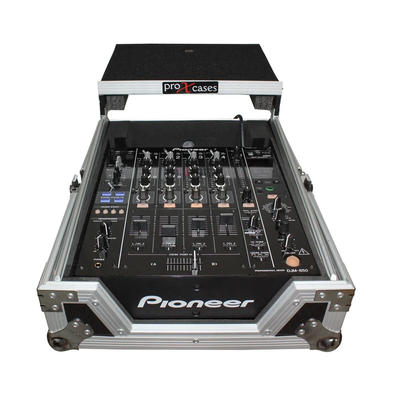 ProX ATA Flight Case for 12" DJ Mixers Honeycomb Road Case | Silver/Black | With Laptop Shelf