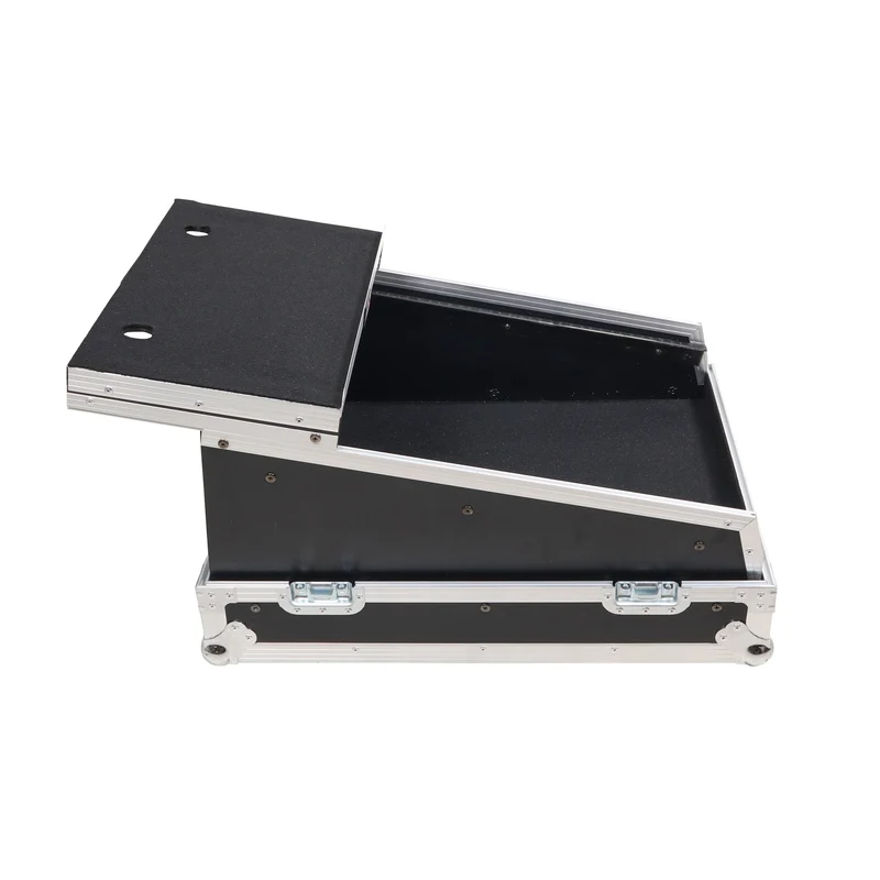 ProX 19" Slant Mixer Flight Case ATA Road Case With Laptop Shelf | 14U | Silver on Black