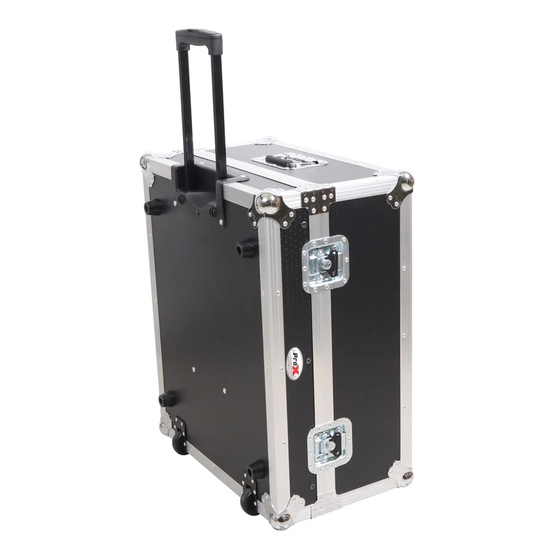 ProX 19" Slant Mixer Flight Case ATA Road Case With Laptop Shelf | 14U | Silver on Black