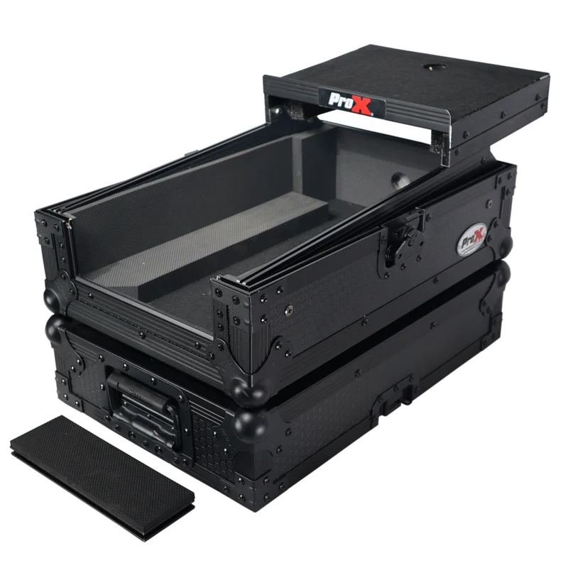 ProX ATA Flight Case for Pioneer DJM-S7 Mixer Gig-Ready Road Case | With Laptop Shelf | Black/Black