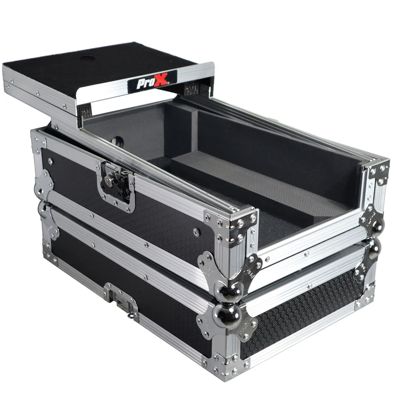 ProX ATA Flight Case for Pioneer DJM-S7 Mixer Gig-Ready Road Case | With Laptop Shelf | Silver/Black