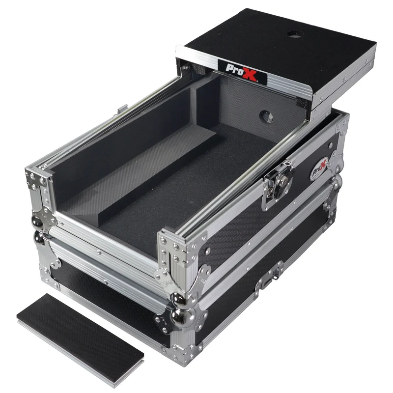 ProX ATA Flight Case for Pioneer DJM-S7 Mixer Gig-Ready Road Case | With Laptop Shelf | Silver/Black